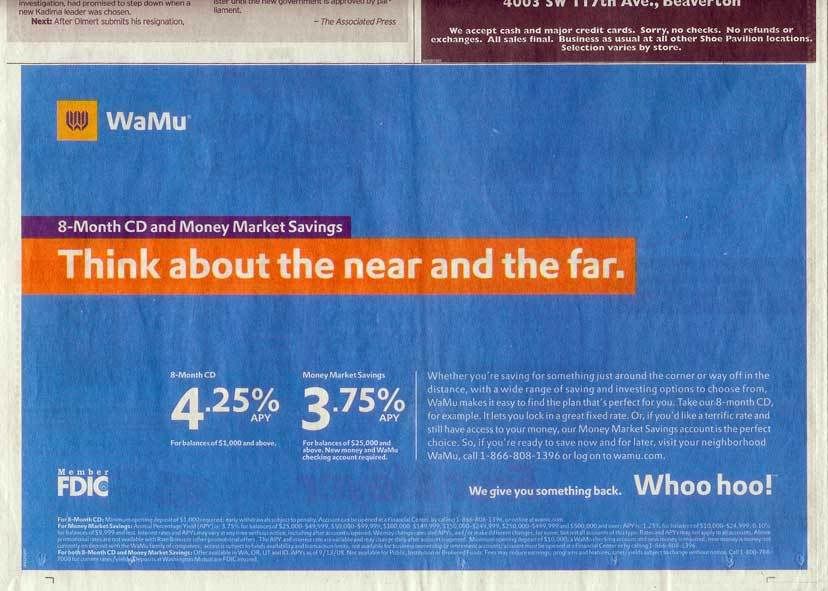 WaMu ad 18 Sep 08 The Oregonian