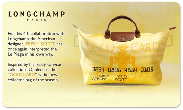  Jeremy Scott designed this bag to look like an over-sized Amex gold card 