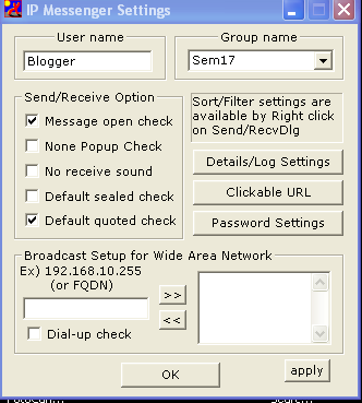 IP Messenger personalized Settings