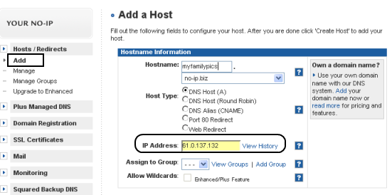 addhost to home server