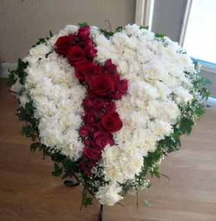 Broken Heart Funeral Spray, flat view Pictures, Images and Photos