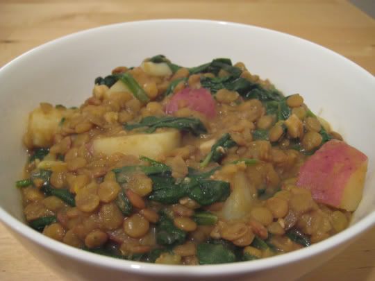Lemony Lentil-Spinach Stew