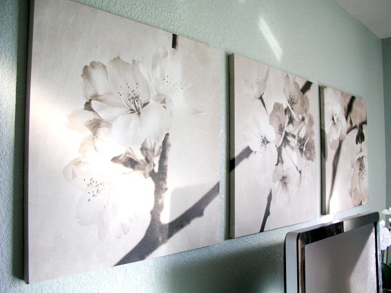 Ikea art cherry blossoms in sepia