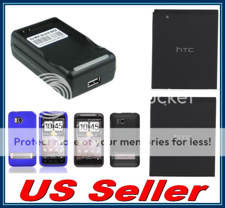 HTC Thunderbolt 2 x New Battery + Dock + 2 x Hard case  