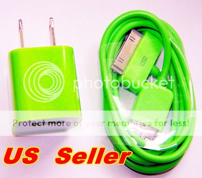   & Green Wall Charger For iPhone 4 4S 3G 3GS iPod Nano iPod Touch