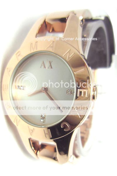 New Aix Armani Exchange Ladies AX4091 White Dial Rosegold Bracelet