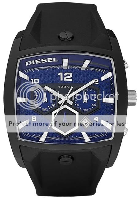 Brand New Diesel Mens Blue Poly Black Band Chrono DZ4188 Watch