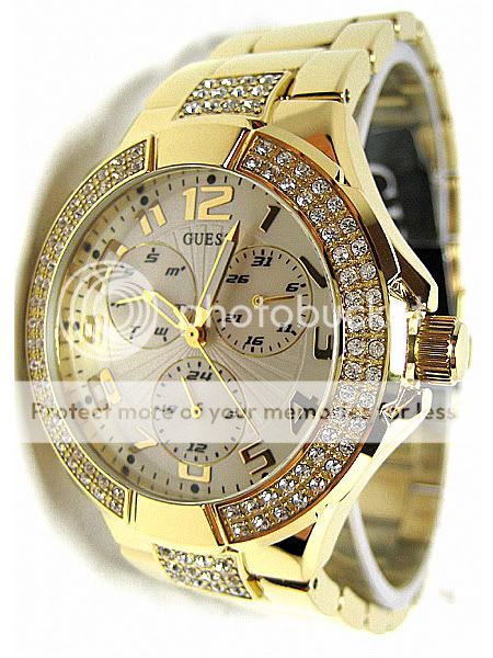 GUESS LADIES GOLD PRISM SWAROVSKI CRYSTALS WATCH G13537L  