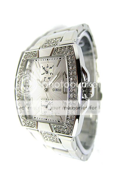 Brand New Guess Women Silver Swarovski Crystals W15055L1 Watch