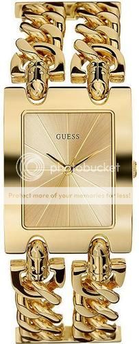 New Guess Women I90176L1 Gold Tone Chain Bracelet Watch