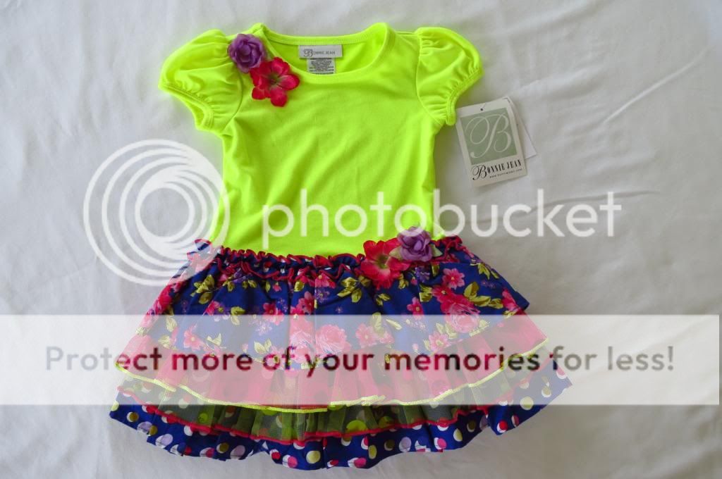 New Girls Tutu Dress Bonnie Jean Neon Yellow Flower Ruffle Tiered Skirt Outfit