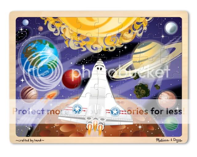 Kids Wooden Jigsaw Puzzles New Melissa Doug Outerspace Rocket Planets 48 Piece
